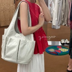 韩国MK包包双口袋褶皱一枝南南同款托特包单肩包2025新款