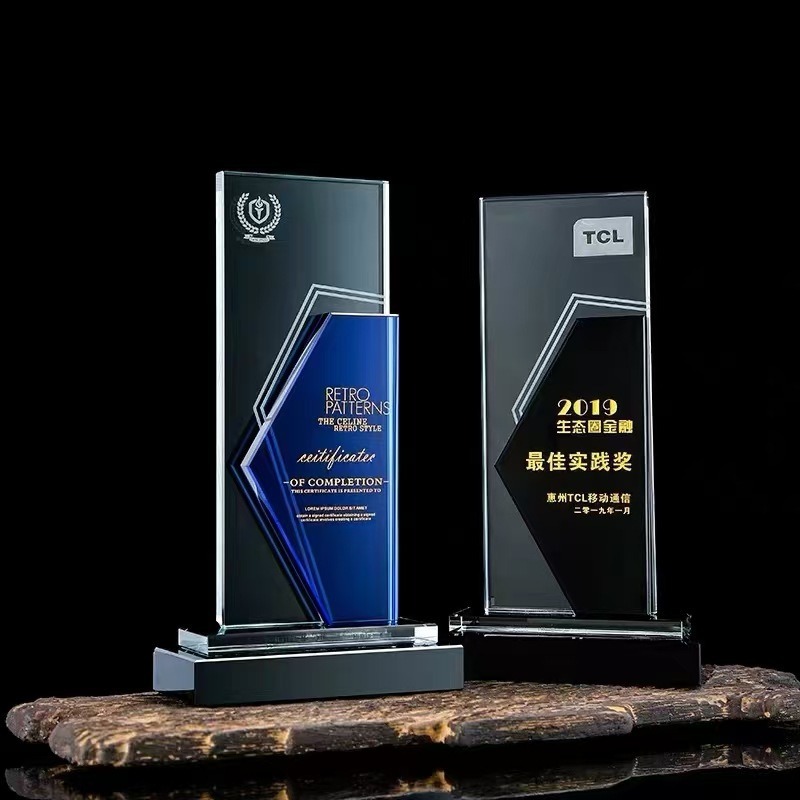 Trofeo de cristal personalizado con inscripción creativa Copa de premios de aniversario concurso de música regalo conmemorativo