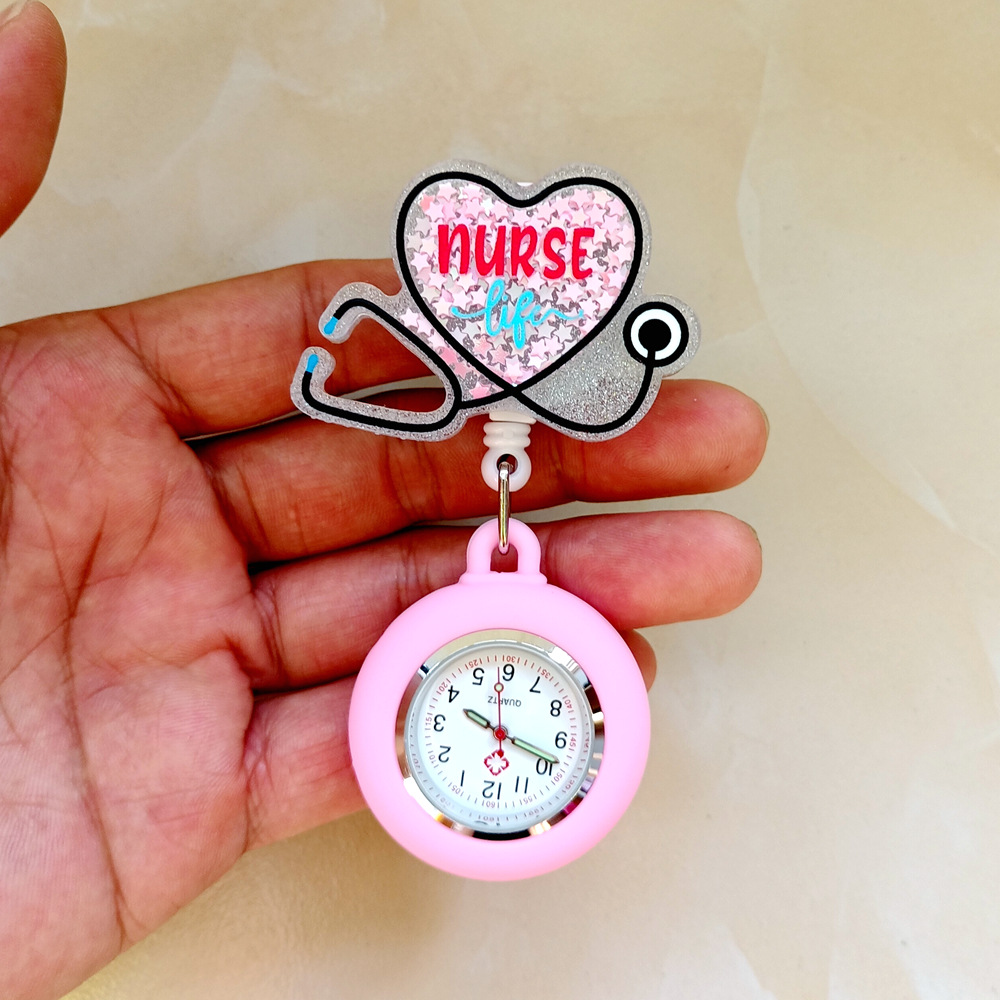 Icono médico creativo del hospital enfermera médico unisex acrílico brillante retraíble clip de carrete de insignia FO