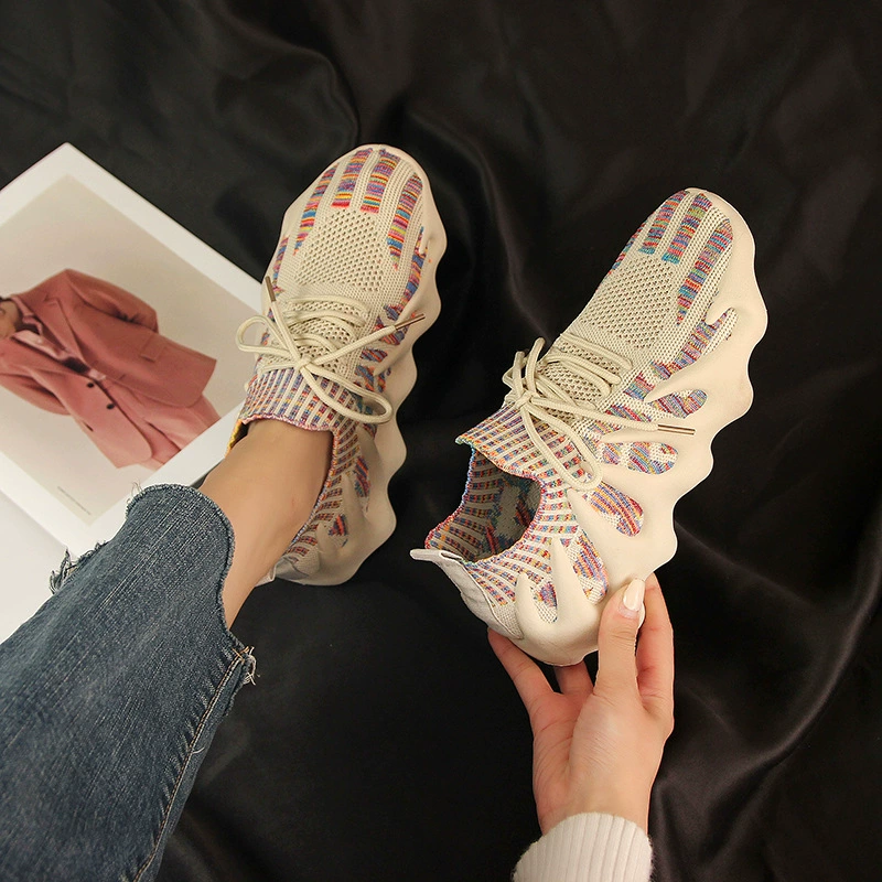 Летающие тканые кокосовые туфли, женские летние тонкие неуклюжие Дышащие носки из вулканического осьминога, повседневная спортивная женская обувь для бега