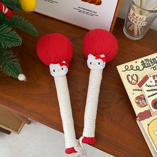 Festive Red Artemisia Grass Hammer New Year Cat Pattern Household Hand-held Back-beating Massage Hammer Leg Joint Striking Stick