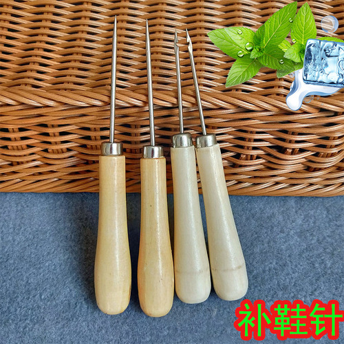Wooden handle Qianmeitong shoe repair tool crochet hook vertebra straight cone hardware tools supply wholesale shoe repair needle