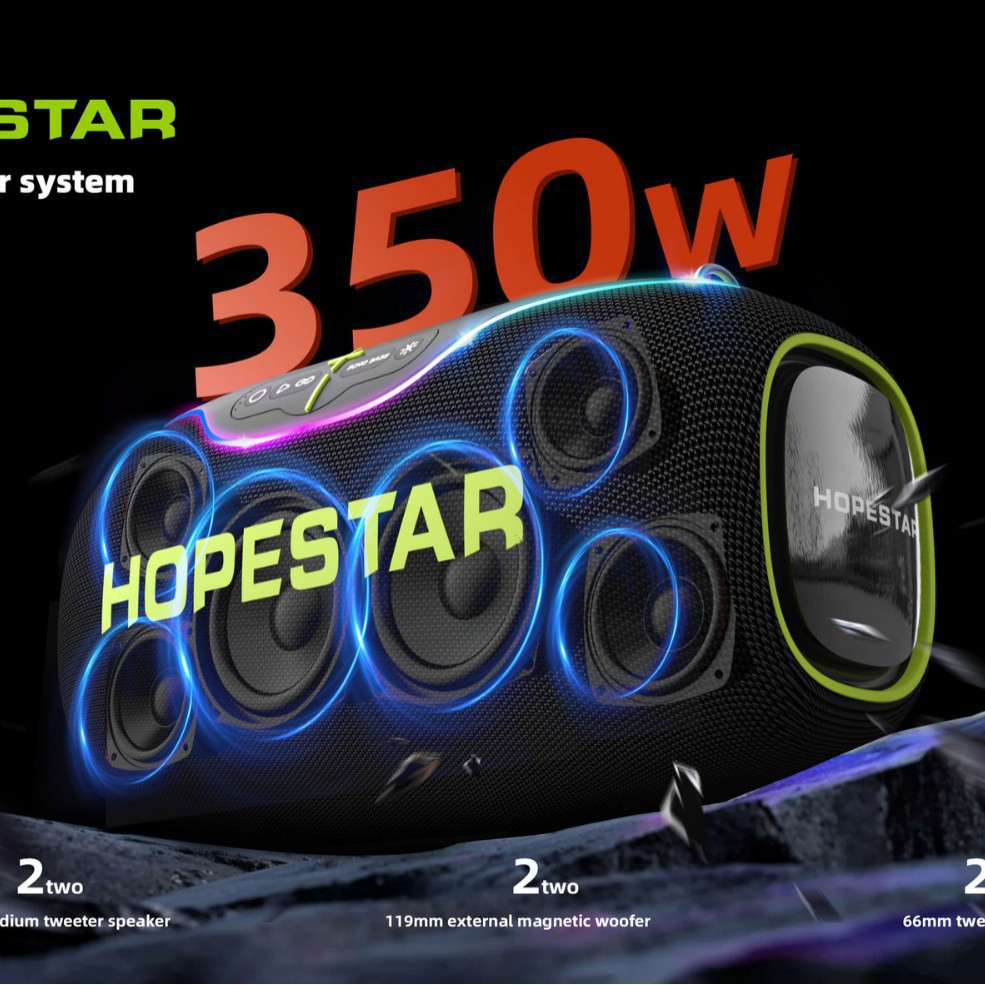 HOPESTAR tarjeta de enchufe de audio Bluetooth subwoofer transfronterizo con micrófono al aire libre K-canción altavoz Bluetooth de alto volumen