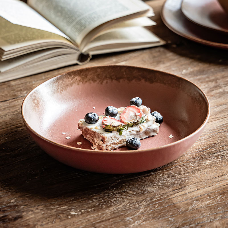 Juego de vajilla retro anticuado plato de carne de cerámica plato occidental plato de plato casero plato plato plato plato restaurante al por mayor plato grande