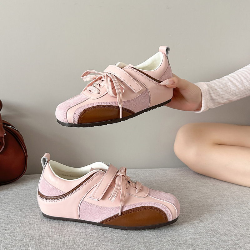 Cowhide Leather~2026 Pink Series Women's Shoes with Hidden Height Increase, Genuine Leather Velcro Casual Sports White Sneakers for Women