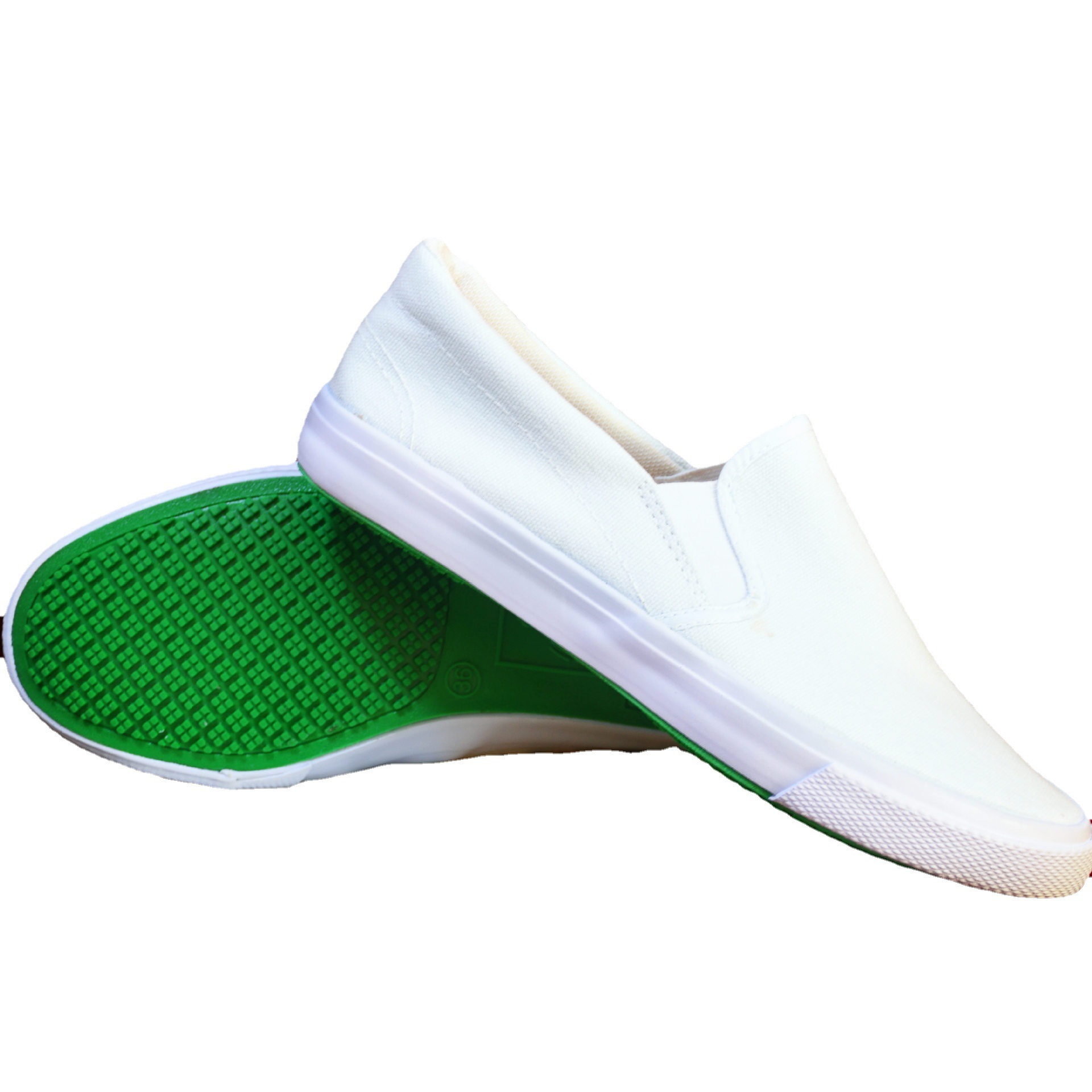 白布鞋帆布步祥款男护士一脚蹬松紧手绘小白鞋食品卫生鞋防滑布鞋