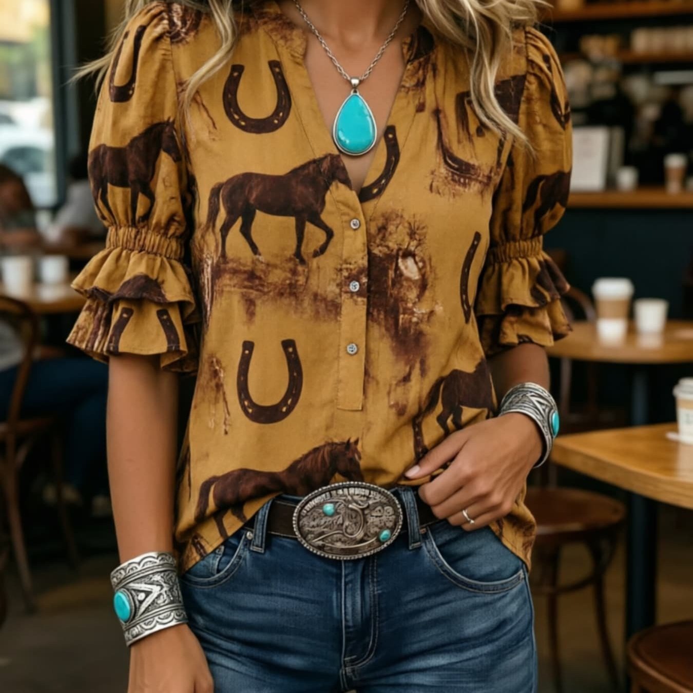 Transfronterizo exclusivo para camisas de impresión vintage mujeres sueltas de cuello en V de manga corta chaqueta bohemiana Europa y América nuevo transfronterizo image 43