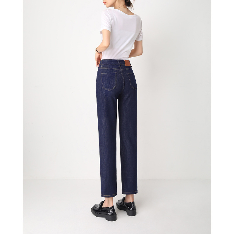 soft waxy Denim! Summer New Korean Style Straight Leg Jeans Women's Side Slit Loose Slimming Leg Straight Baguette Pants