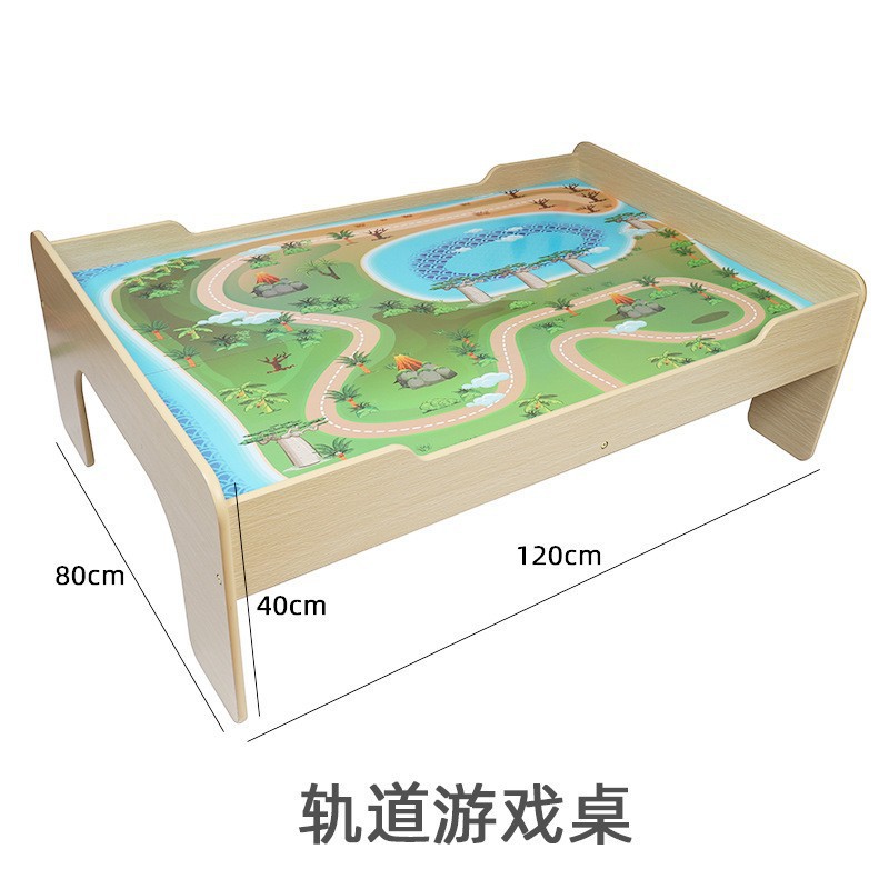 Nuevo estilo 100 piezas de lujo de madera juego de riel eléctrico serie tren riel niños juguetes de montaje de bricolaje al por mayor