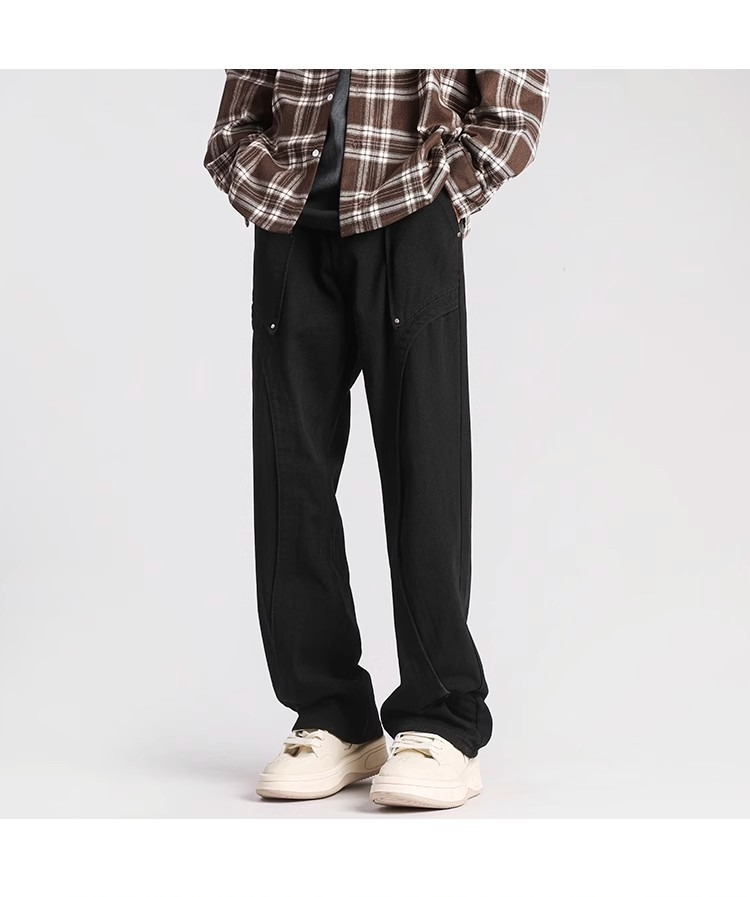 Men's Slim Fit Workwear Jeans High Street Style Trendy Casual Trousers Versatile Denim Pants_mkmklike.com