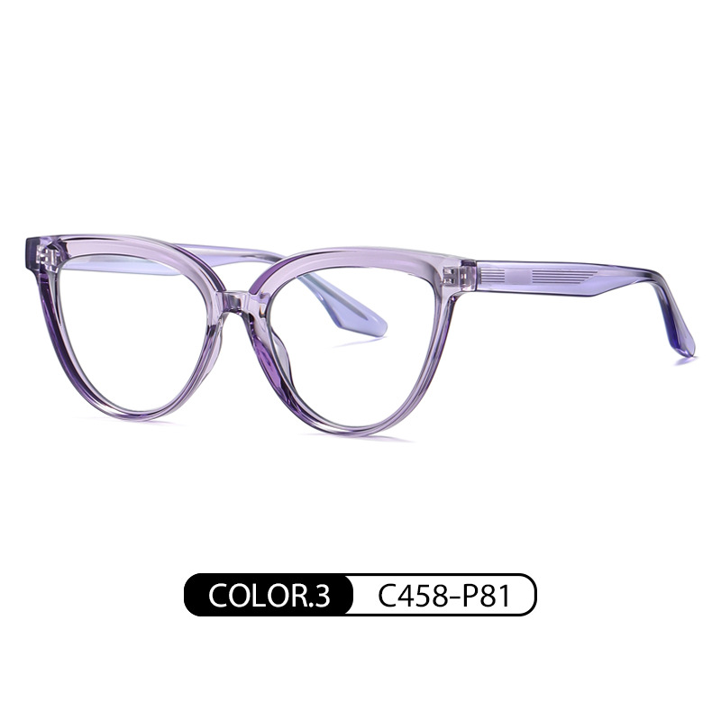 Nuevo Marco de gafas de moda Marco de ojo de gato femenino gafas lisas ultra ligero TR-BC905 placa pin pierna anti-azul gafas de luz