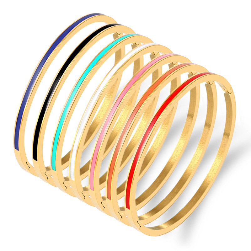 Streetwear Solid Color Stainless Steel Bangle In Bulk display picture 1