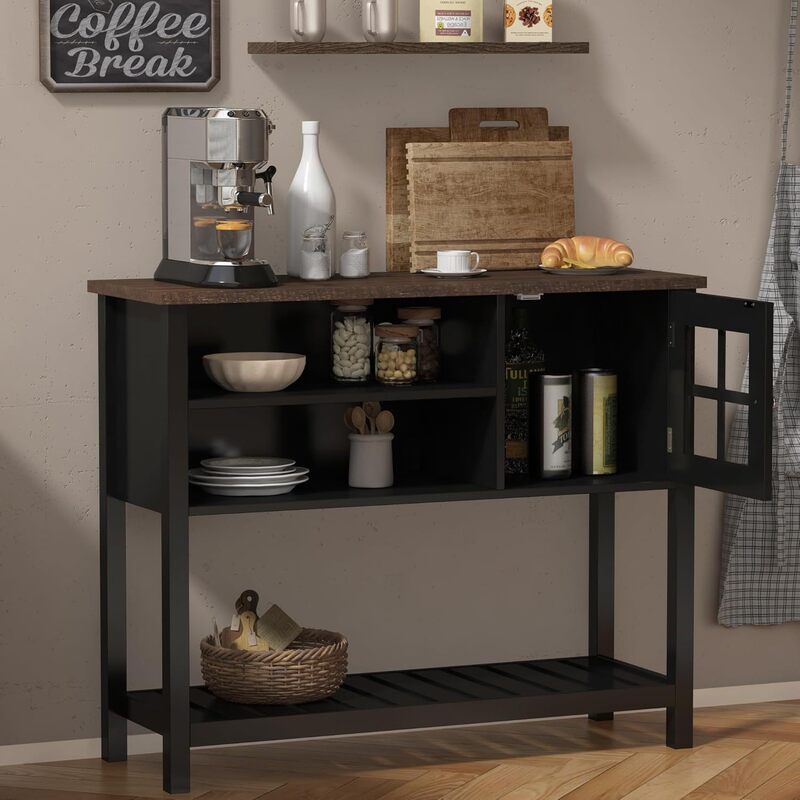 Amazon's Hottest Sideboard Farmhouse Coffee Bar Cabinet with Storage Buffet Cabinet with Glass Door