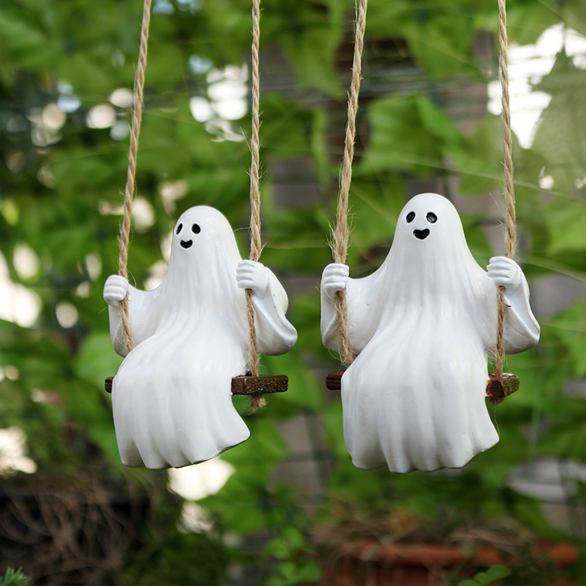 New White Ghost Swing Pendant Courtyard Decoration White Ghost Garden Pendant Swing Set Two Pieces Available