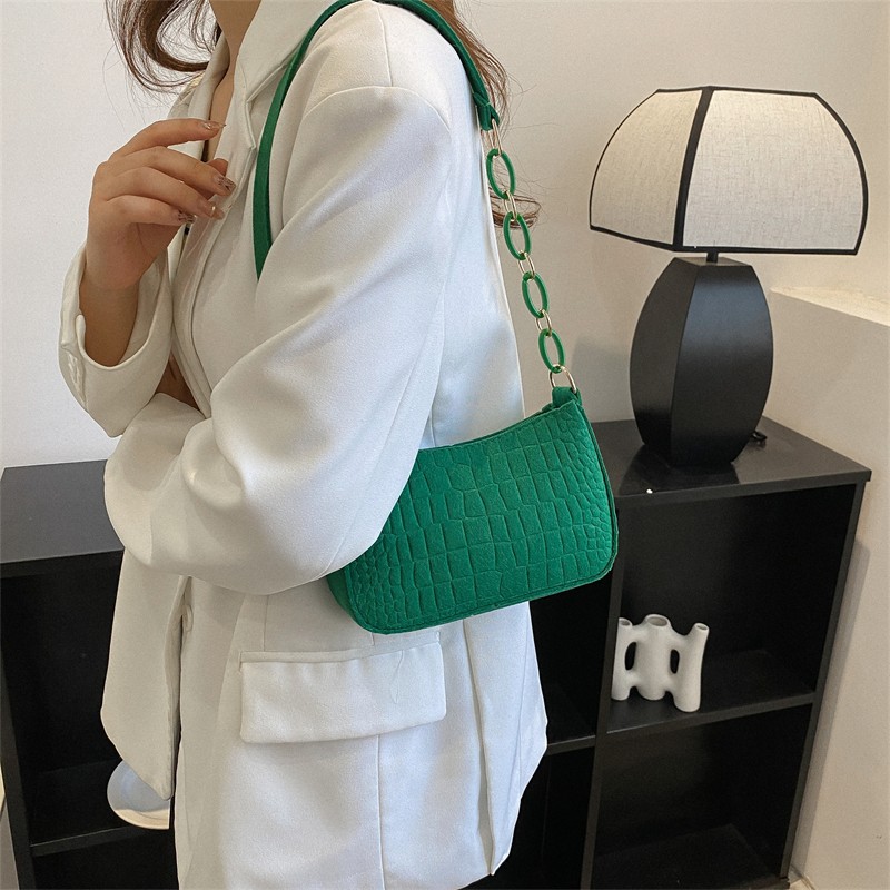 Comercio exterior al por mayor nuevo bolso de feltro texturizado cocodrilo nicho bolso de brazo cadena de moda bolso de mujer