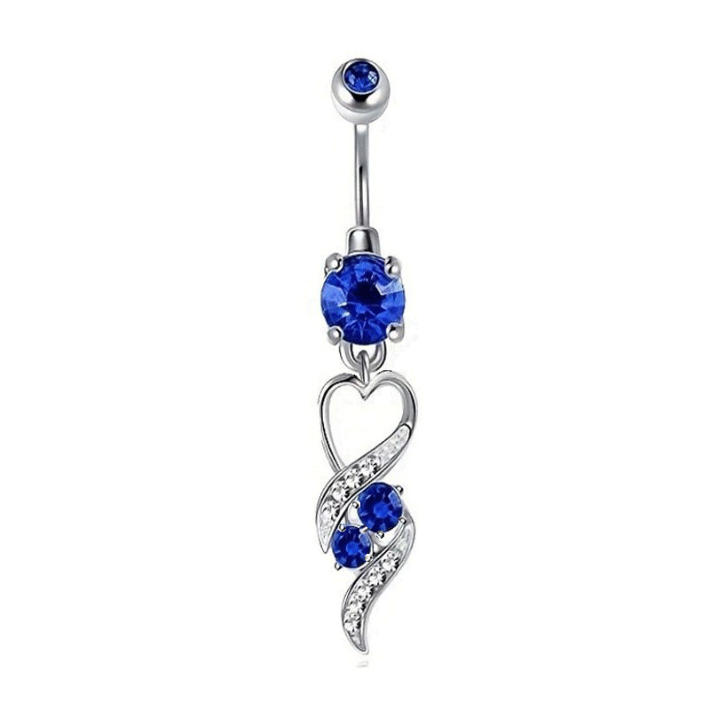 Belly Button Ring Pink Butterfly Zircon Stainless Steel 5-piece_voghion.com