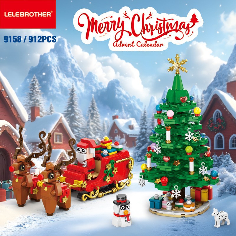Bloques de construcción navideños, cajas de regalo con escenas de árboles de Navidad, cajas sorpresa, regalos de Halloween y Año Nuevo, juguetes para niños, venta al por mayor de regalos transfronterizos.