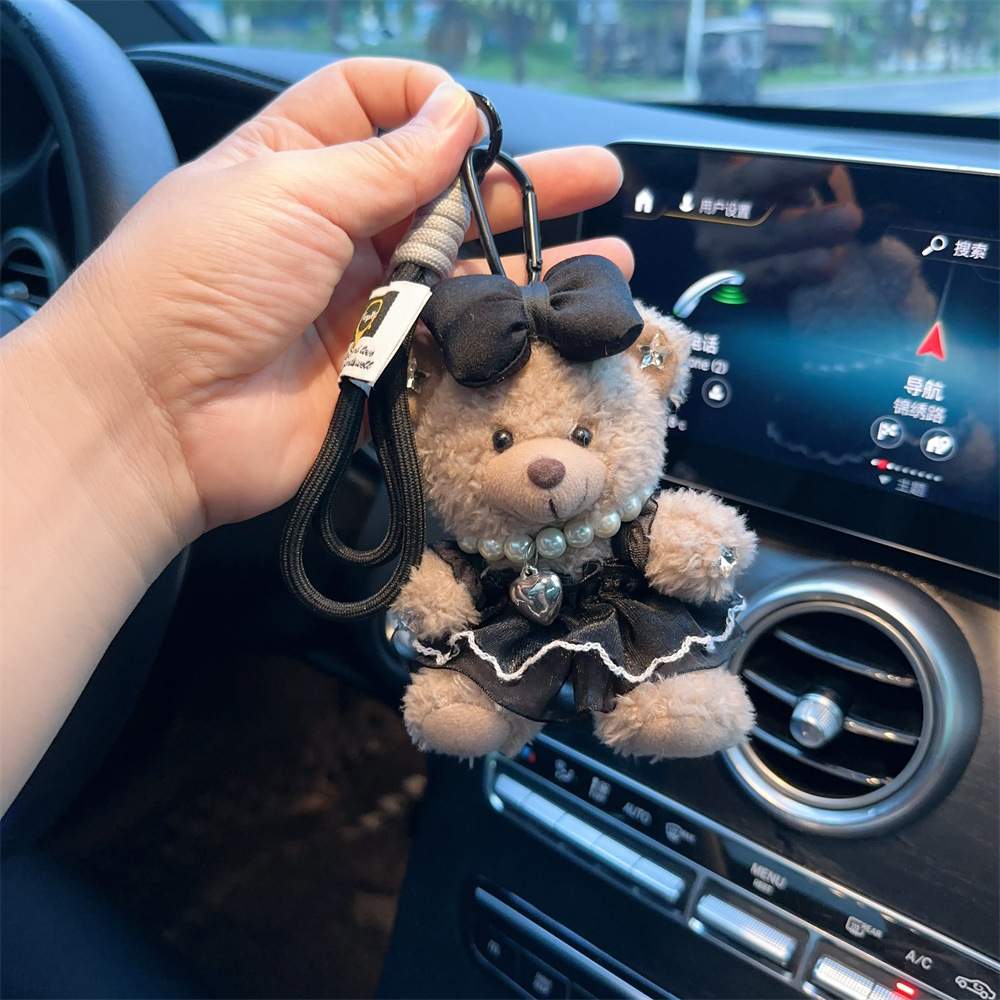 Red popularidad de aire de oso llavero de dibujos animados de alta calidad muñeca de peluche lindo bolso colgante llave del coche mujer