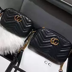 Classic Double G Camera Bag Marmont Wave Pattern Heart Chain Bag Crossbody Shoulder Small Genuine Leather Bag