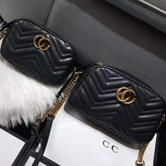 Classic Double G Camera Bag Marmont Wave Pattern Heart Chain Bag Crossbody Shoulder Small Genuine Leather Bag