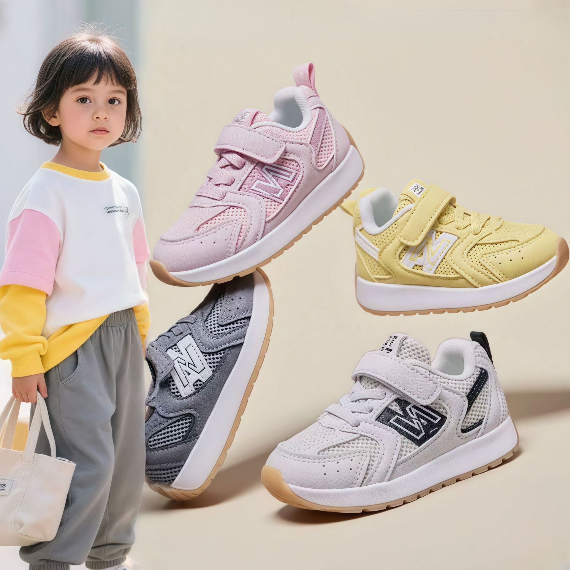 Zapatos infantiles nuevos de primavera 2026, zapatillas deportivas para niños, zapatillas deportivas de malla, zapatos casuales transpirables de suela blanda, zapatos para bebés niñas