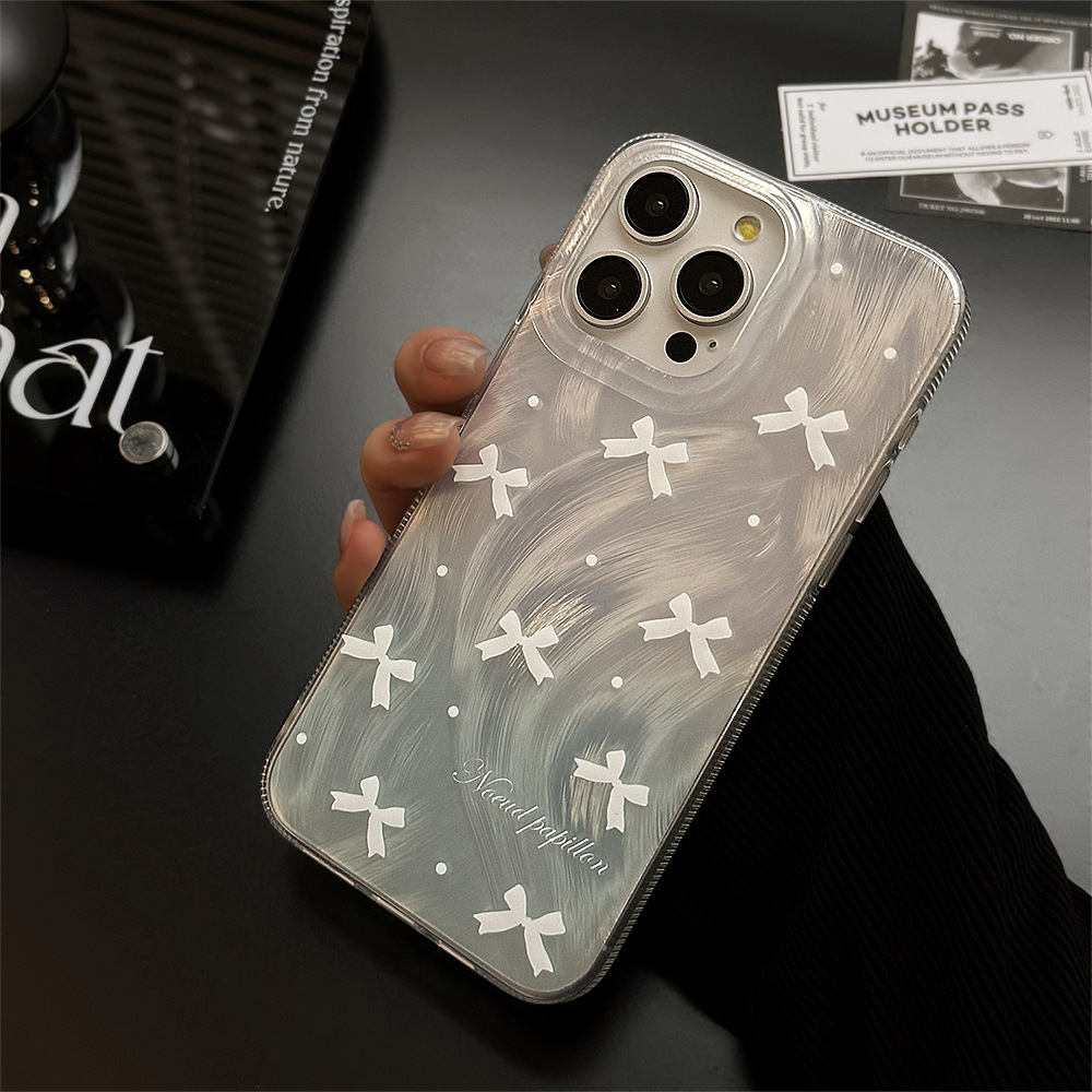 Blue And White Bow Phone Case For Iphone, Protective Cover_voghion.com