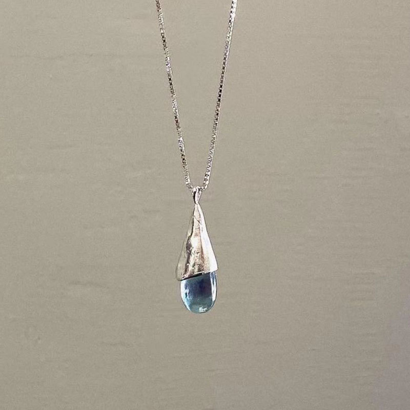 1160 Japanese and Korean New Style Water Drop Cat's Eye Stone Necklace for Women, Simple and Gentle Elegant, Versatile Design, High-End Clavicle Chain