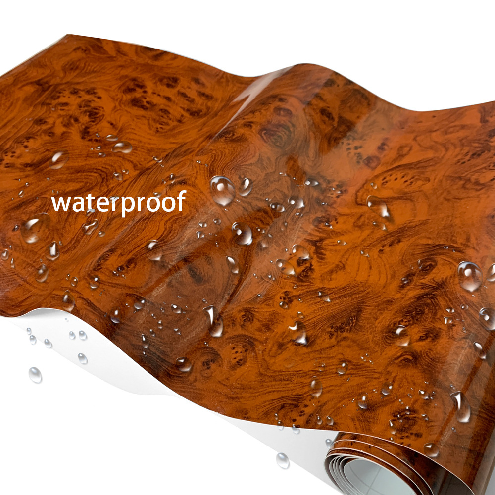 High-End Car Interior Color-Changing Film, Glossy Wood Grain and Sparrow Pattern Modification Sticker, Peach Wood Grain Central Control Renovation Sticker