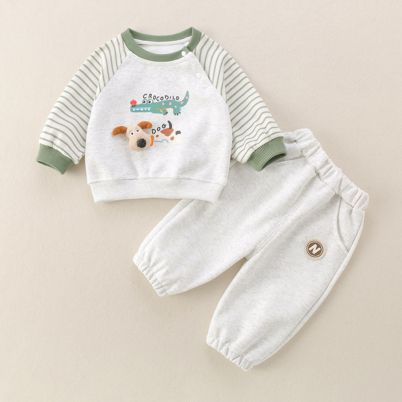 Baby and Toddler's Spring Clothes Sweatshirt suit Cartoon Top Pants Two-piece Set Male Baby's Split Casual suit Fashionable Clothes