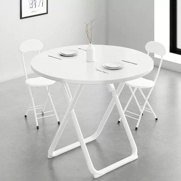 Foldable Small Round Table Dining Table for Home Use, Simple Round Table for Small Apartments, Easy-To-Assemble Dining Table and Chair Set