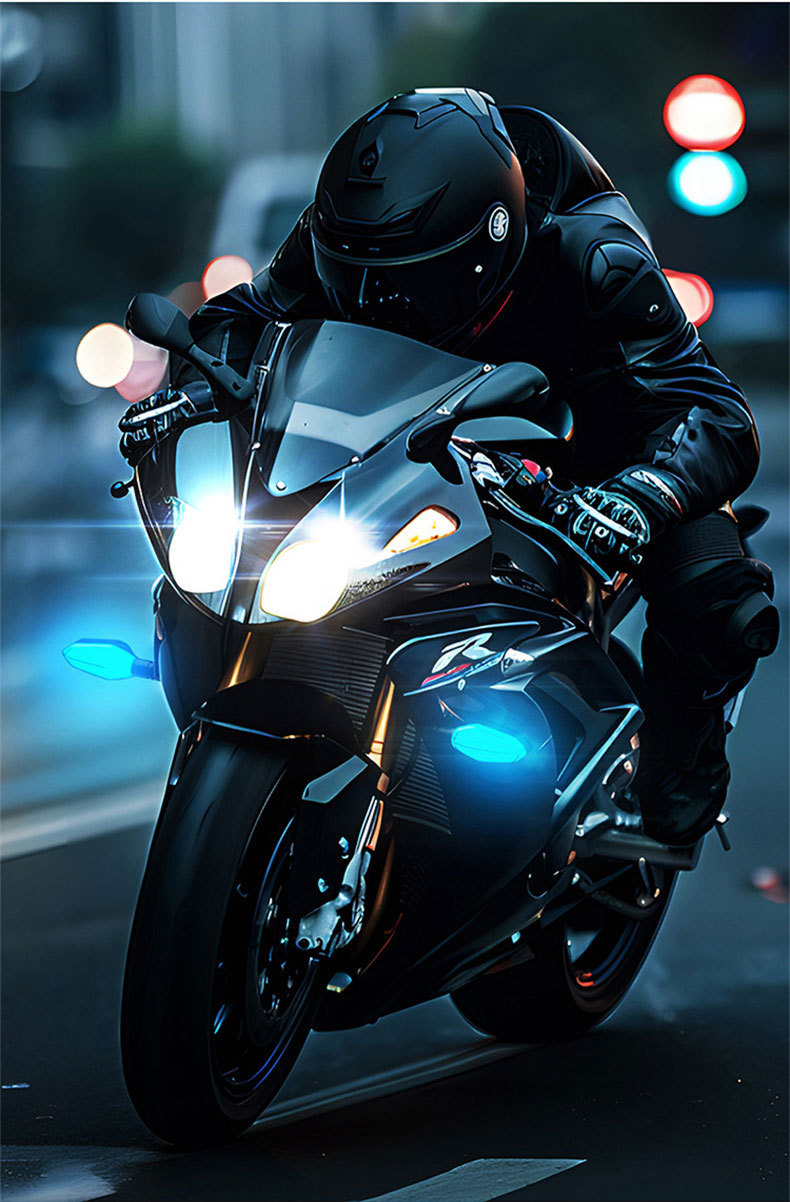 In-stock 12V motorcycle projector turn signal light, high-brightness, clear, colorful LED tail light, magnetic color-changing turn signal light