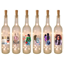 母亲节装饰礼物串灯玻璃瓶led铜线发光印刷图酒瓶室内摆件灯带
