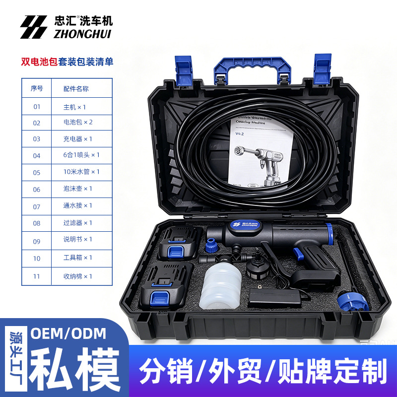 Zhonghui ® Self-Developed Private Model 19Th Generation Touch Screen Wireless Lithium Battery High-Pressure Car Washer Water Gun for Export and Cross-Border Sales.