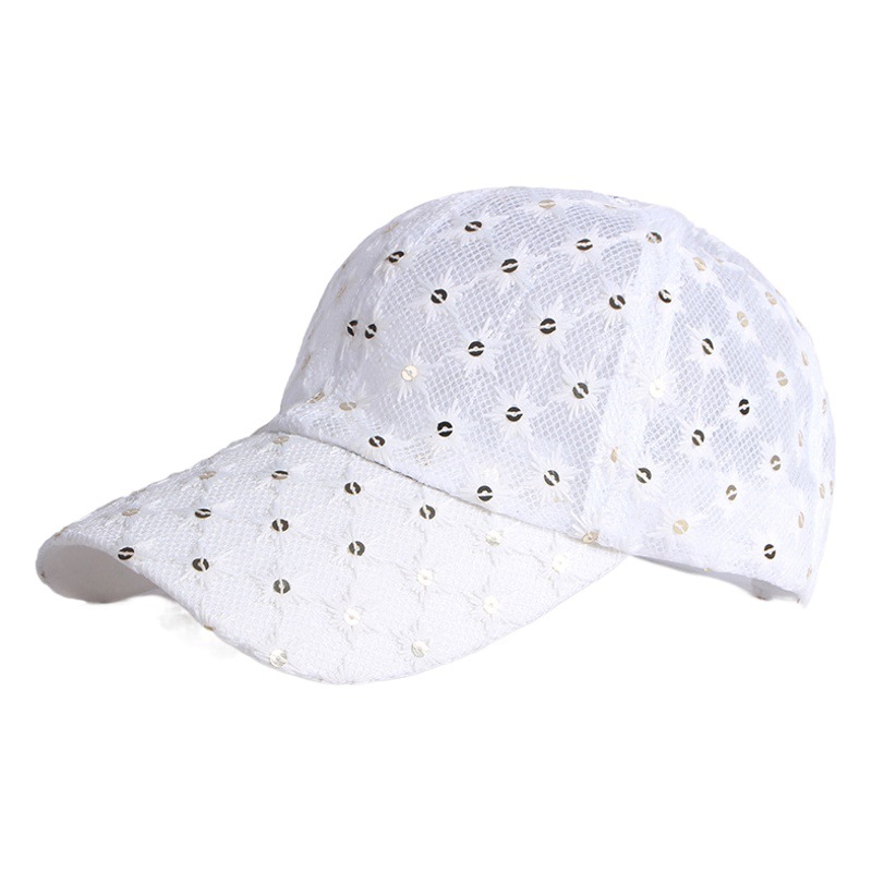 Estilo coreano de la moda de las mujeres lentejuelas casquillo enarbolado primavera y verano sol protección sol sombrero playa gorra de béisbol moda de las mujeres