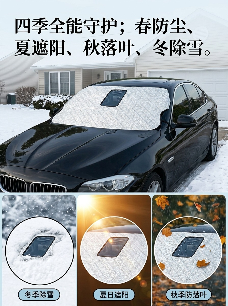 Car snow cover for the front windshield, thickened and insulated, sunshade, winter anti-freeze car snow cover half cover