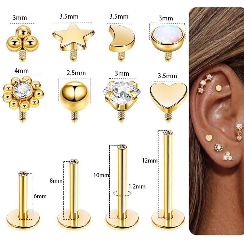 16G labret stud size and finish detail