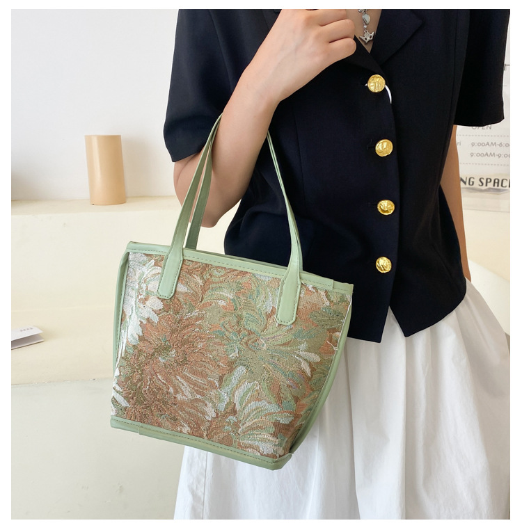 2021 New Plaid Handbag Simple Trendy Design Handbag Women's Small Bag Vegetable Basket Casual Bag Tote Bag display picture 2