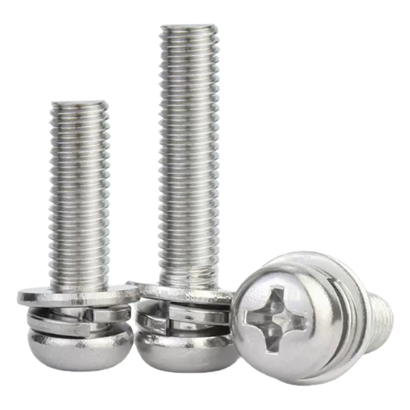 304 нержавеющая сталь крест утопленная с полукруглой головкой три комбинированных винта круглая головка Крест плоская пружинная накладка Комбинированный винт GB9074.8