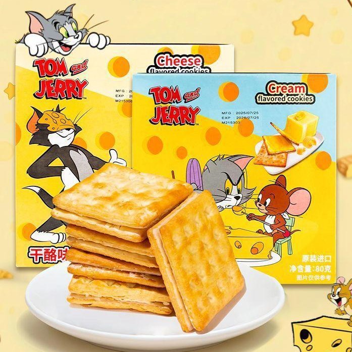 印尼进口 道吉草猫和老鼠干酪味饼干80g 便利店热卖儿童零食点心
