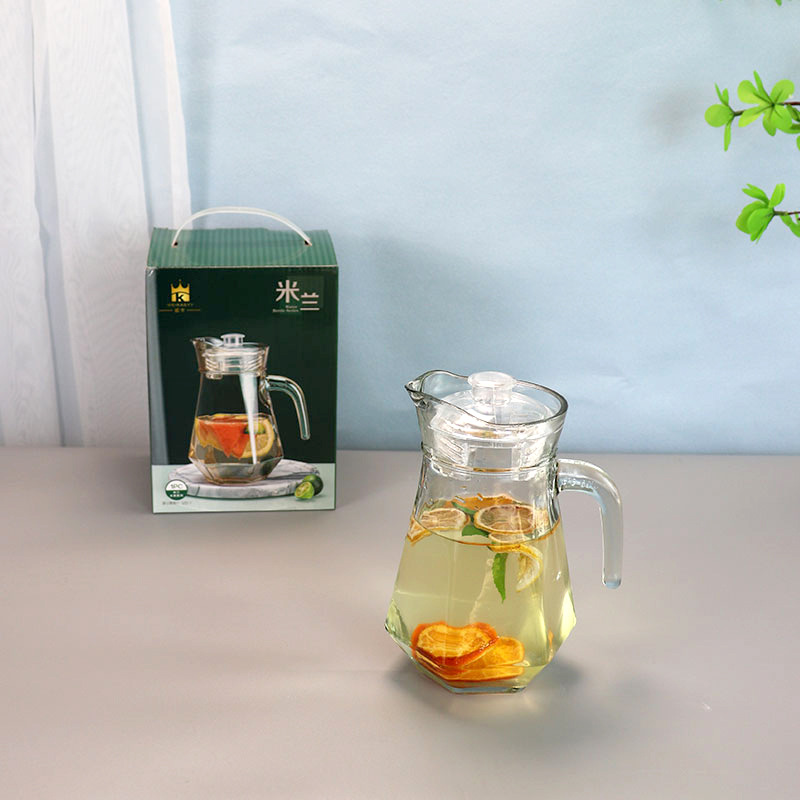 Juego de botella de agua fría de vidrio, taza de vidrio transparente, taza de agua de vidrio resistente al calor, botella de agua fría de lujo ligero, sensación de alta calidad, regalo al por mayor