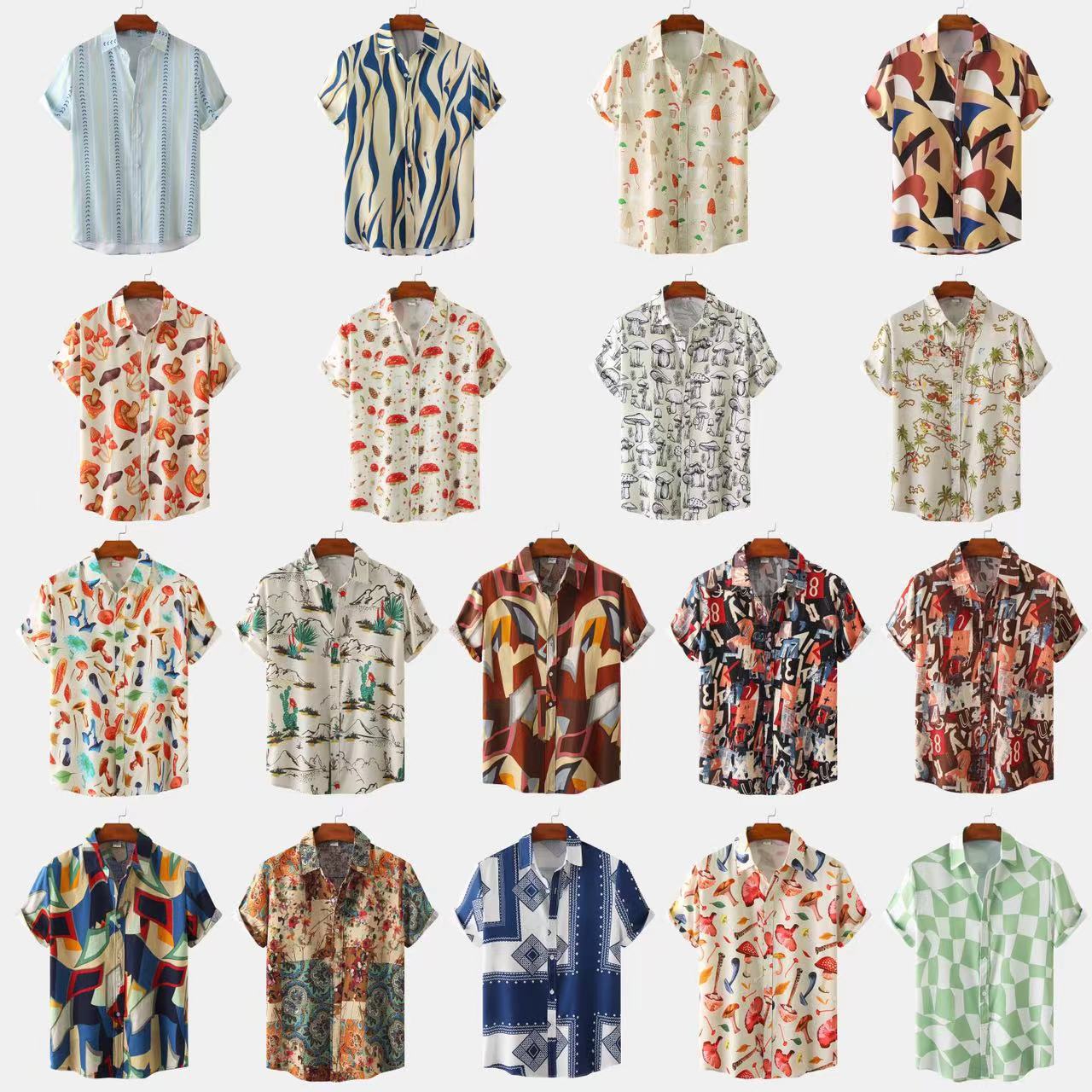 EBAY Comercio exterior 2022 verano nuevos hombres camisa casual delgada de manga corta Camisa juvenil camisa floral de los hombres