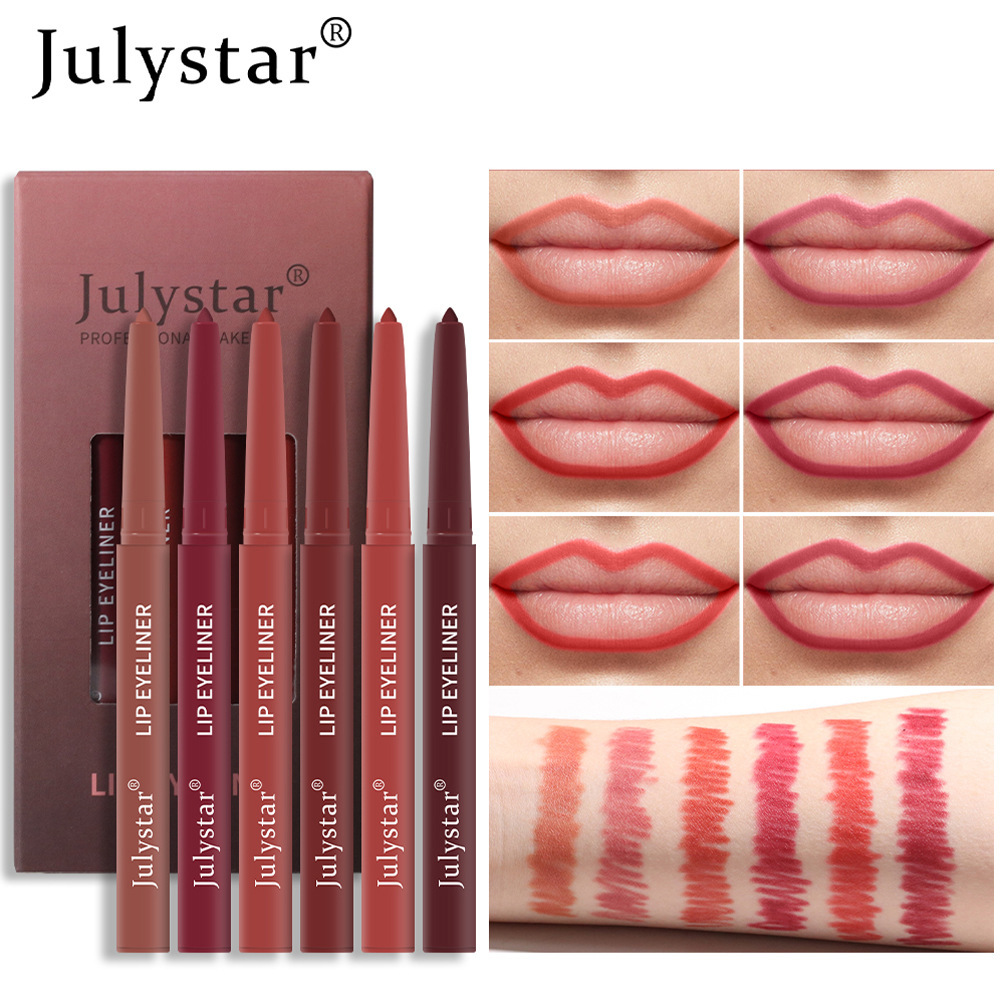 Julystar Lip Pen: Non-smudging Lipstick pen, matte Pink lip gloss, and rotating Lip liner pen set undefined