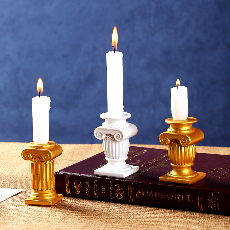  European Roman Column Ornaments Desktop Decoration Resin Crafts Candlestick Aromatherapy Candle Base Shooting Props