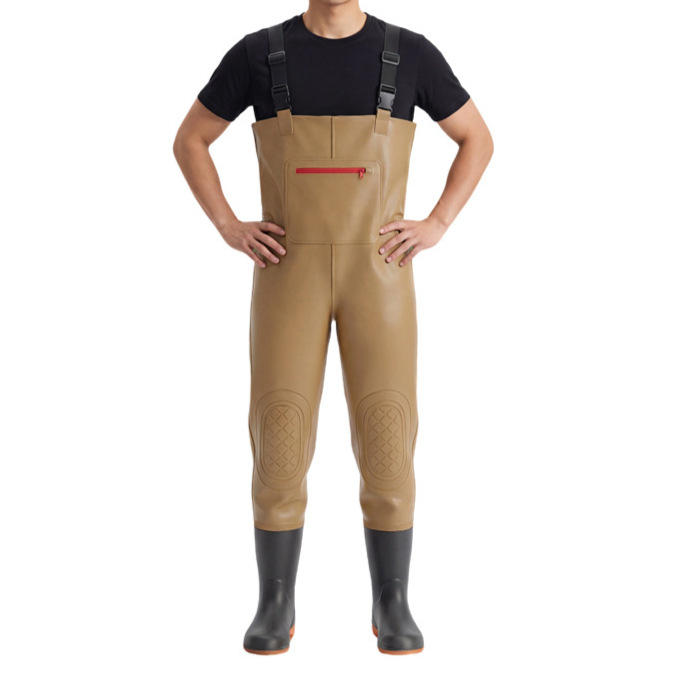 Full-Body Thickened Wading Pants for Men, New Waterproof Pants with Integrated Water Shoes, Fishing Rain Pants, and Fishing Overalls