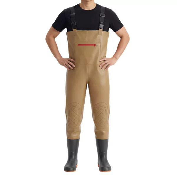 Full-Body Thickened Wading Pants for Men, New Waterproof Pants with Integrated Water Shoes, Fishing Rain Pants, and Fishing Overalls
