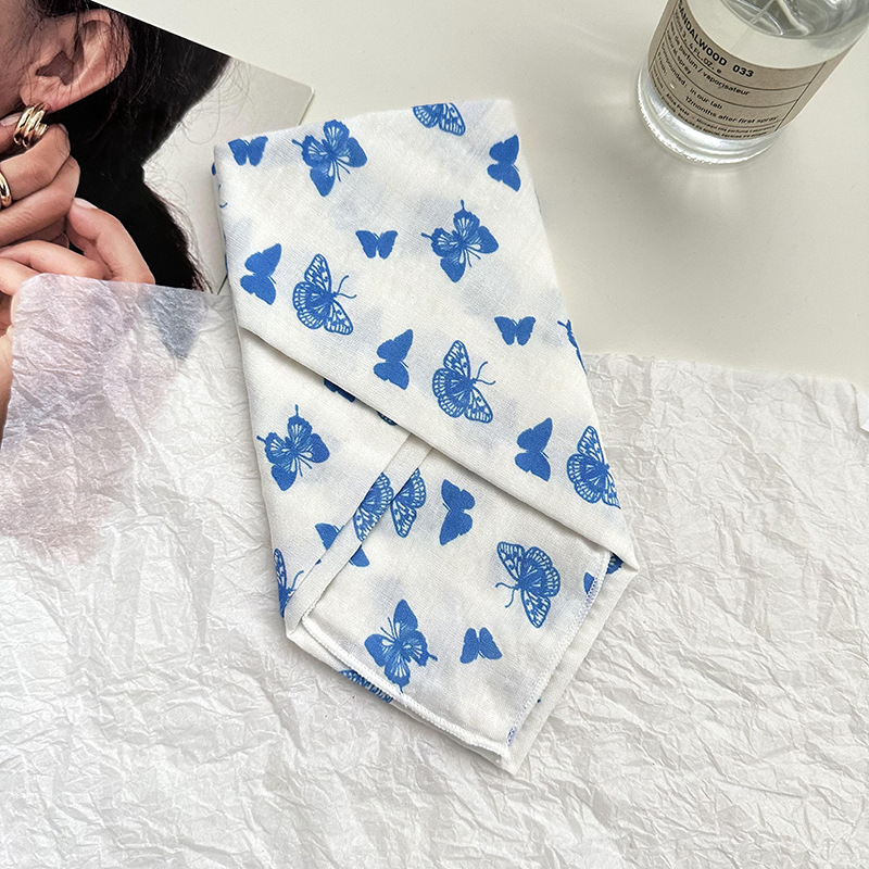 55 bufanda de seda, cinturón para el cabello, algodón y lino, bufanda cuadrada pequeña, arte coreano, moda de todo fósforo, primavera y otoño, nueva bufanda de temperamento, bufanda