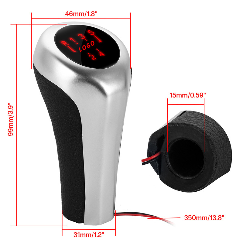 Suitable for BMW shift handball with light silver matte shift head 5/6 speed shift lever handball red light
