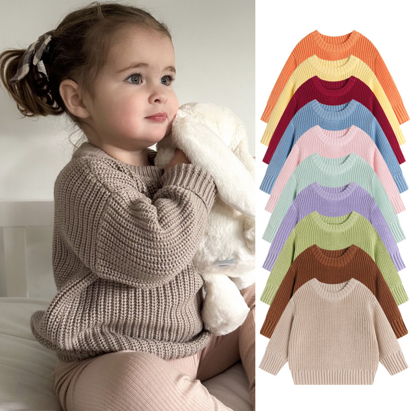 Baby Sweater Round Neck Infant Knitted Base Shirt Baby Inner Wear Autumn and Winter Girls' Toddler Base Clothing