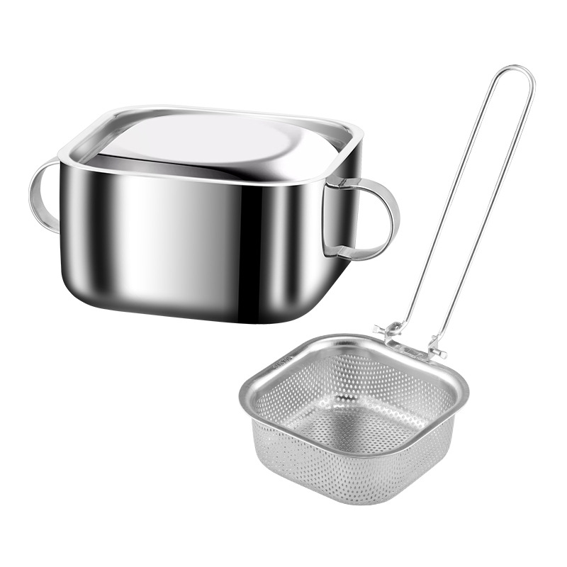 Freidora de acero inoxidable 304, filtro doméstico, olla de fideos instantáneos, olla de suplemento alimenticio para bebés, mini pequeña y multifuncional