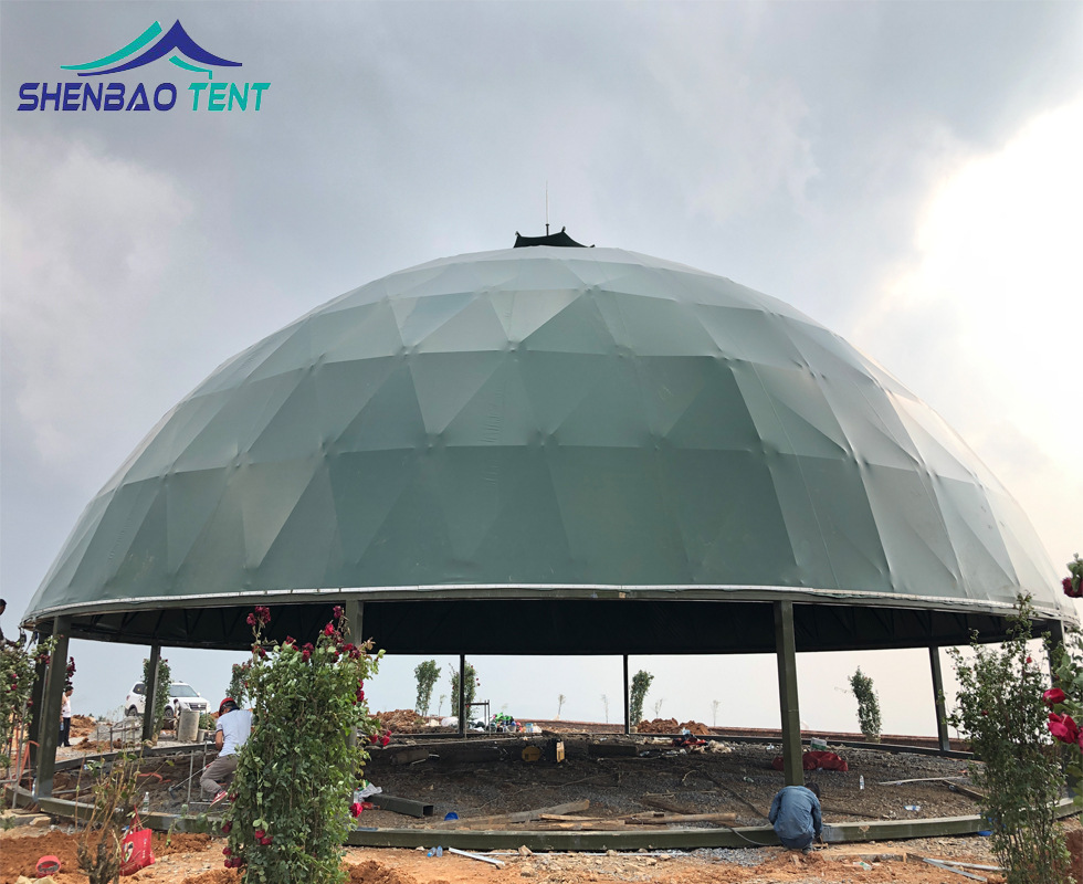 工厂出售20米户外农庄种植个性展示圆蓬 大空间营地通风球形帐篷